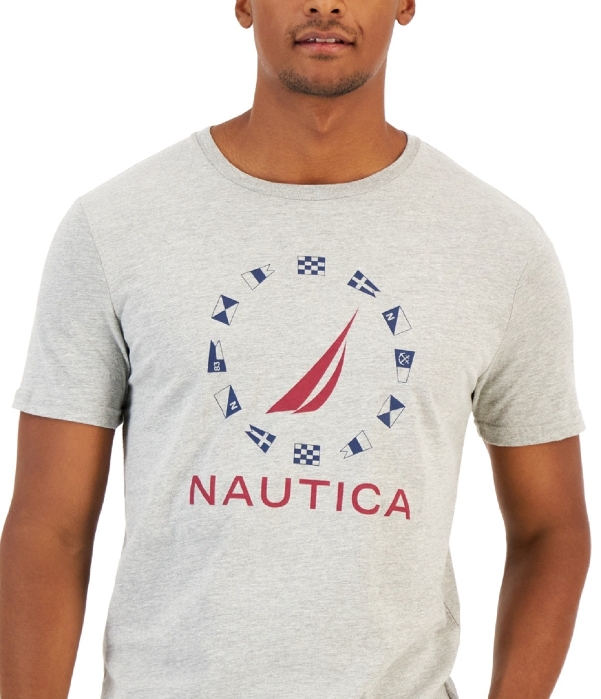 Nautica Men's J-Class Flag Classic-Fit Logo Graphic T-Shirt Gray Size X-Large