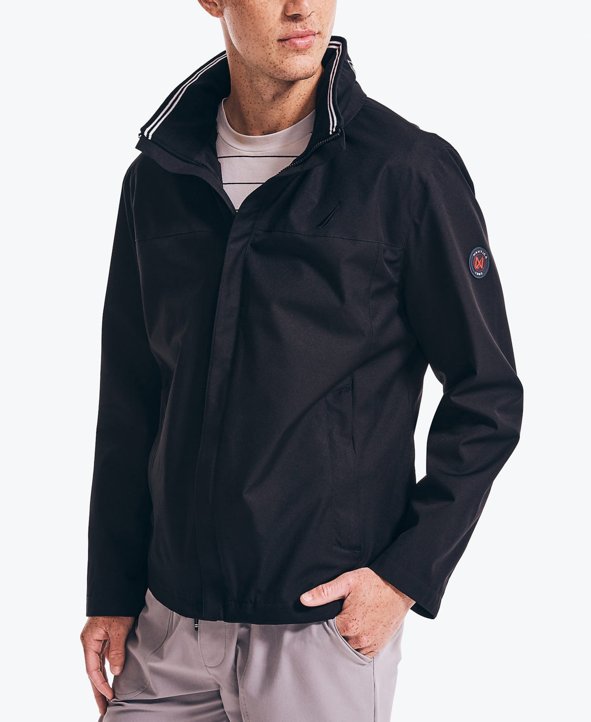 Nautica Men's Hooded Bomber Style Jacket Black Size XX-Large