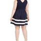 Monteau Women's Striped Skater Dress Blue Size XXX-Large