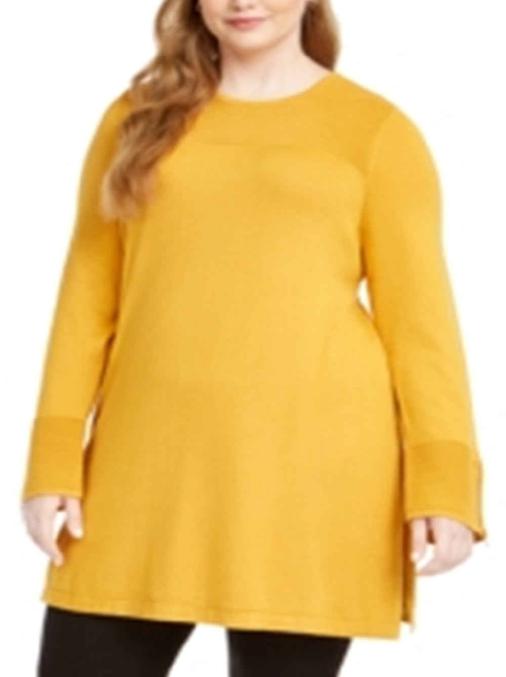 Alfani Women's Ribbed Tunic Sweater Yellow Size 3X