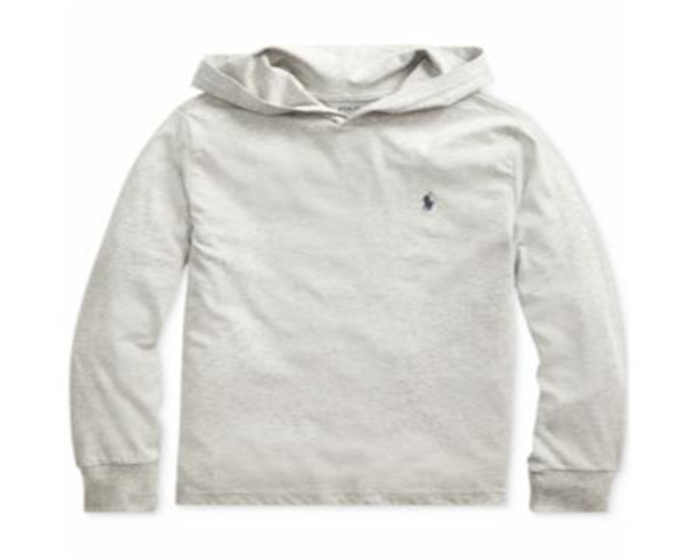 Polo Ralph Lauren Big Boy's Hooded Jersey Cotton T-Shirt Gray Size X-Large