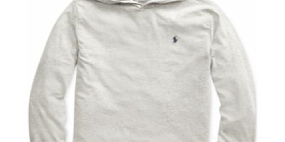 Polo Ralph Lauren Big Boy's Hooded Jersey Cotton T-Shirt Gray Size X-Large