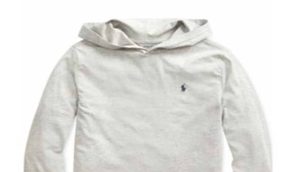 Polo Ralph Lauren Big Boy's Hooded Jersey Cotton T-Shirt Gray Size X-Large