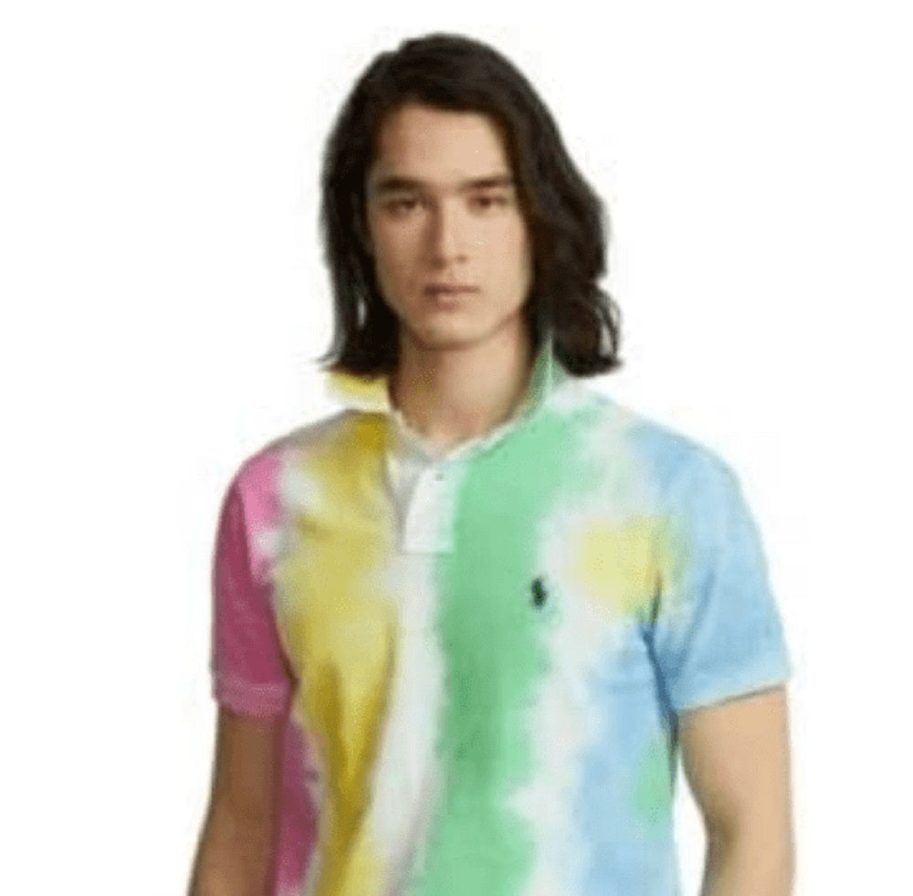 Polo Ralph Lauren Men's Classic Fit Tie Dye Mesh Polo Shirt Green Size Large