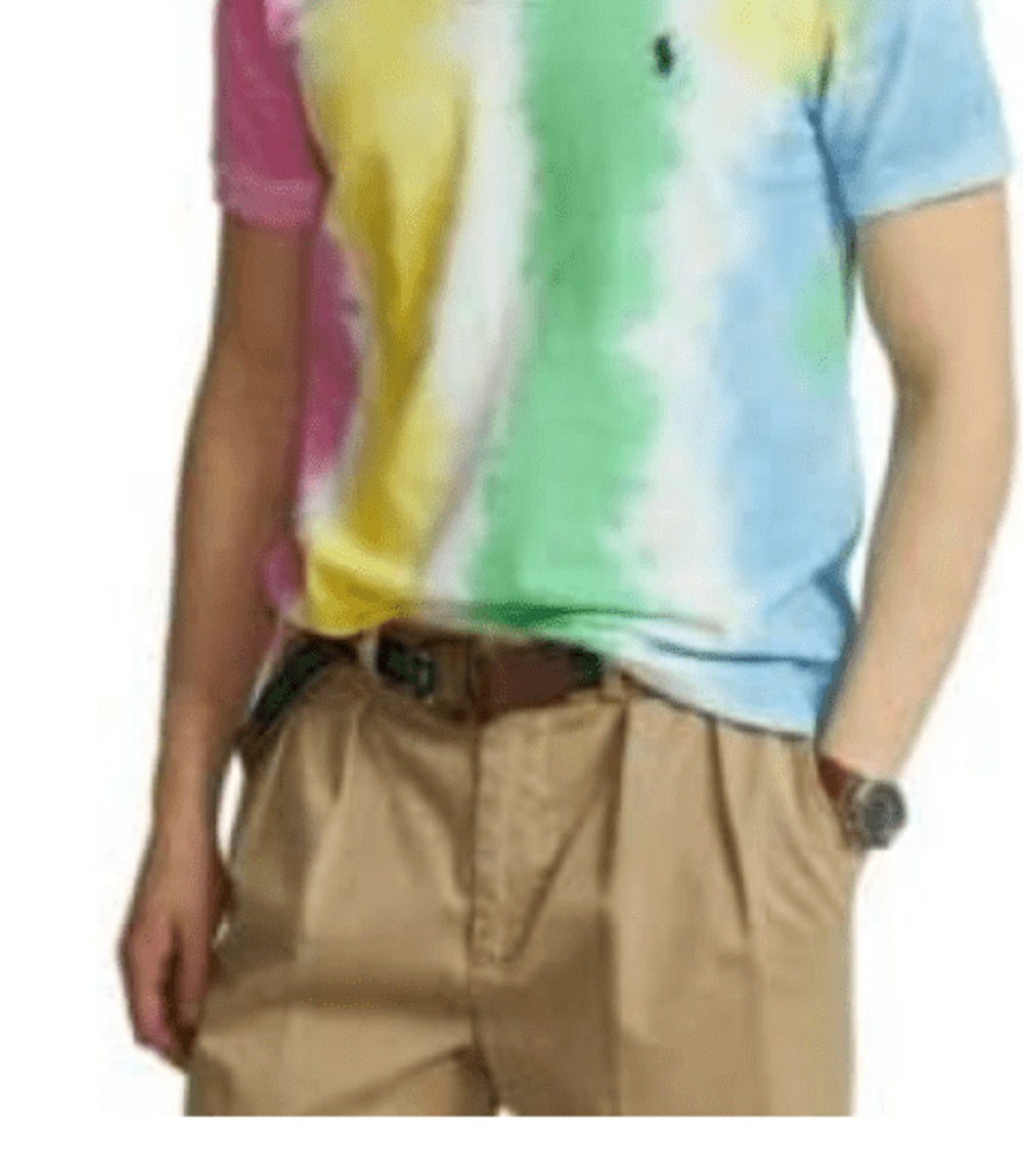 Polo Ralph Lauren Men's Classic Fit Tie Dye Mesh Polo Shirt Green Size Large