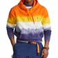 Polo Ralph Lauren Men's Cotton Blend Fleece Tie Dyed Stripe Regular Fit Hoodie Orange Size Large