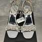 Badgley Mischka Women's Telissa Embellished Two-Piece Dress Sandals - Silver Metallic Textile Size 7