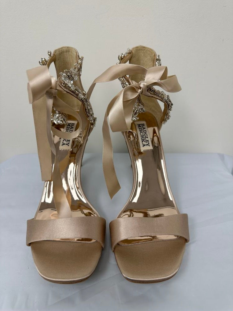 Badgley Mischka Women's Tracy Rhinestone Ribbon Heeled Sandals Pink Size 8 M