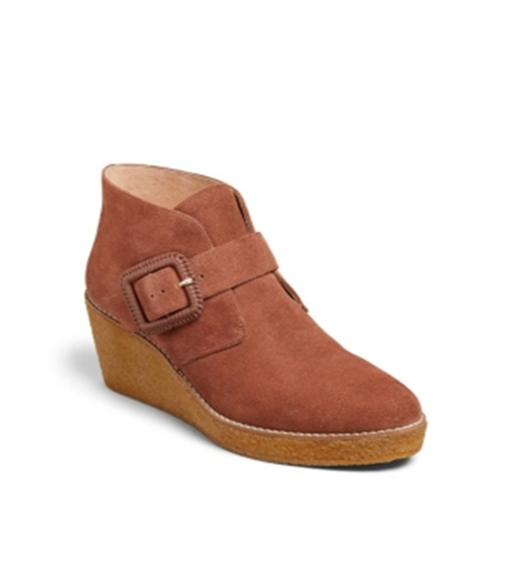Jack Rogers Women's Izzie Suede Wedge Booties Brown Size 7.5