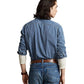 Polo Ralph Lauren Men's Classic Fit Indigo Striped Workshirt Blue Size Medium