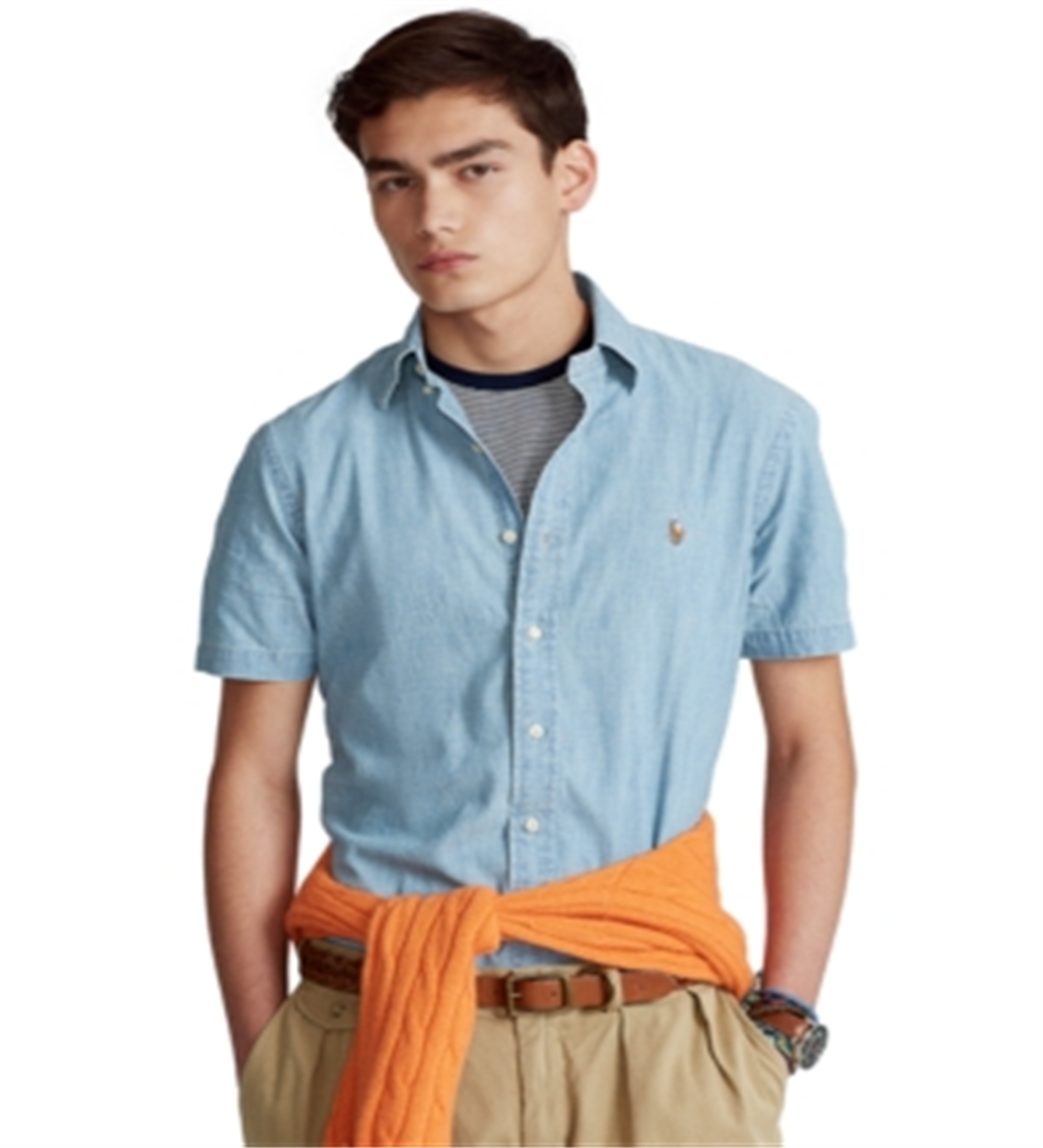 Polo Ralph Lauren Men's Classic Fit Short Sleeve Button Down Shirt Blue Size Small