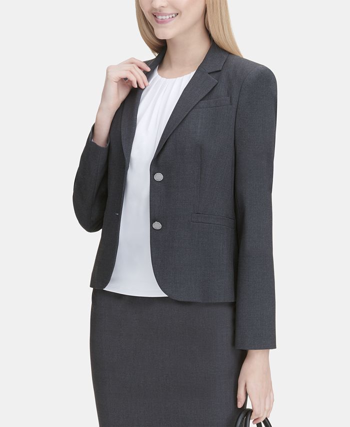 Calvin Klein Women's Wear To Work Blazer Jacket Gray Size 8 Petite