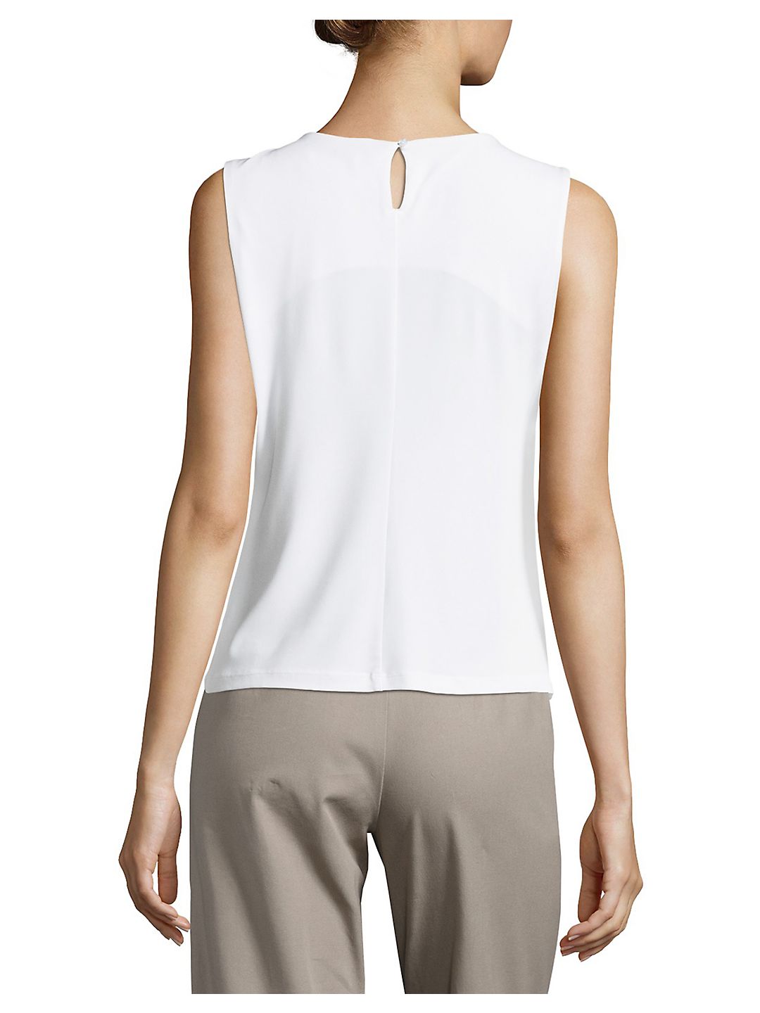Calvin Klein Women's Sleeveless Pleated Top White Size 6Pettite