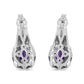 .925 Sterling Silver 8x6 MM Natural Oval Purple Amethyst Gemstone and Diamond Accent Art Deco Style Drop and Dangle Earrings (I-J Color, I1-I2 Clarity)