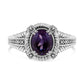 .925 Sterling Silver Prong Set Natural Oval Shape 9X7 MM Purple Amethyst Solitaire and Diamond Accent Ring (I-J Color, I1-I2 Clarity) - Ring Size 7