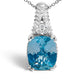 .925 Sterling Silver Blue Topaz and Diamond Accent Textured Pendant Necklace - 18" Inches