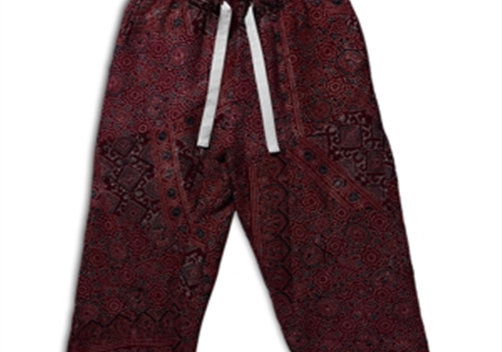 Karu Research Vintage Kantha Cotton Regular Fit Drawstring Pants Blue Size 32 REG