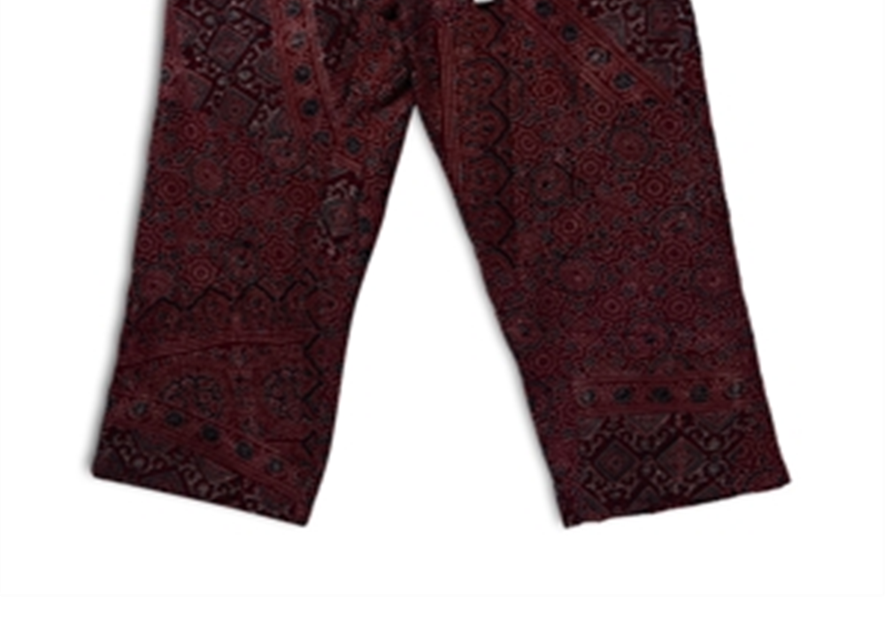 Karu Research Vintage Kantha Cotton Regular Fit Drawstring Pants Blue Size 32 REG