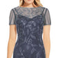 Papell Studio Women's Embellished Boat-Neck Dress Blue Size 4