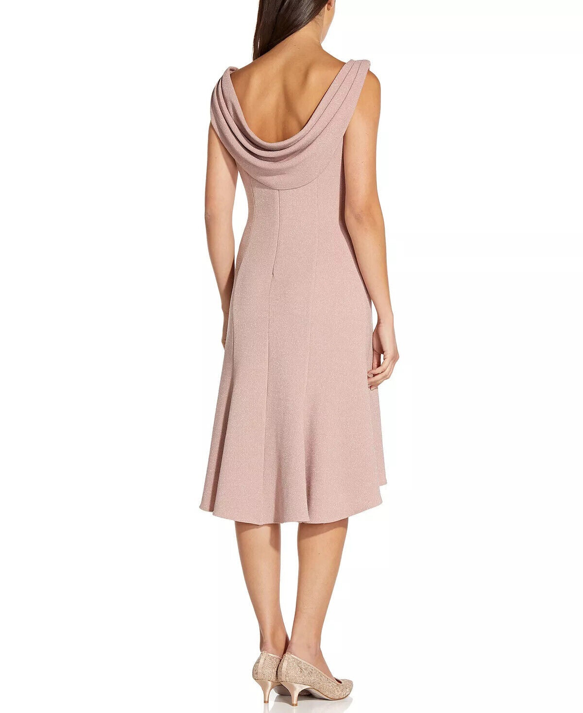 Adrianna Papell Women's Cowl Back Metallic Sheath Dress Pink Size 12