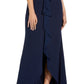 Adrianna Papell Women's Chiffon Overlay Crepe Mermaid Gown Blue Size 2
