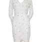 Adrianna Papell Women's Embellished Surplice Sheath Dress White Size 4