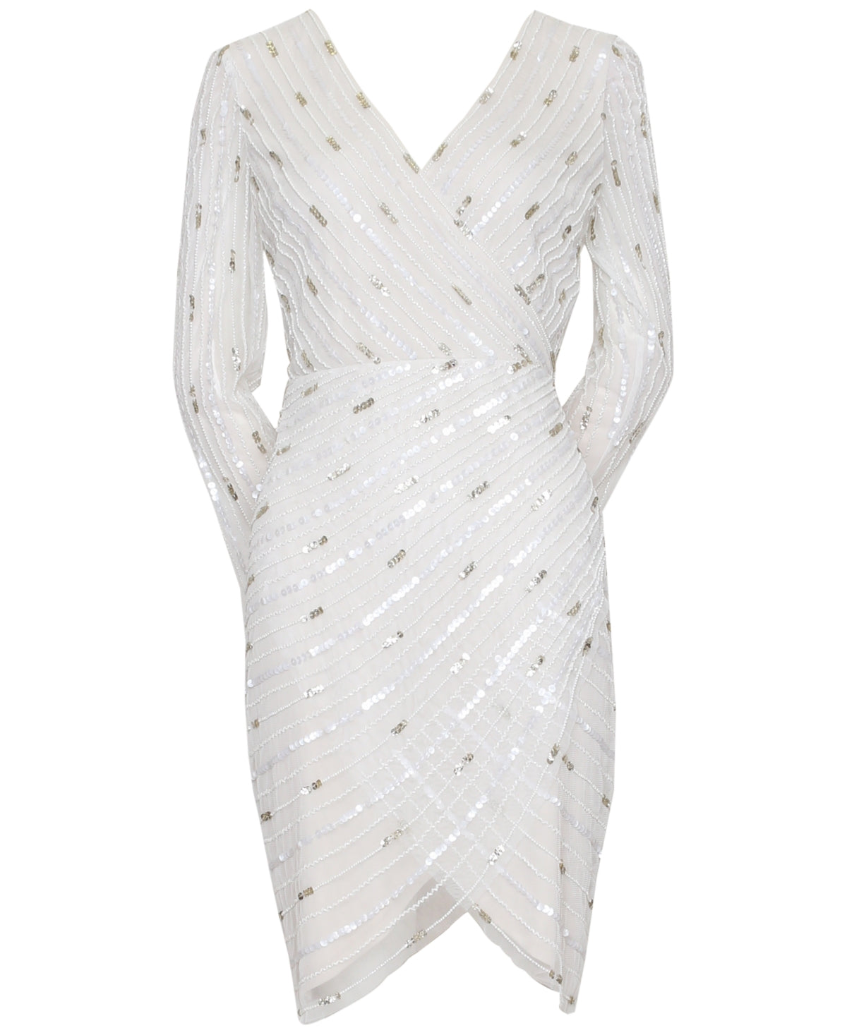 Adrianna Papell Women's Embellished Surplice Sheath Dress White Size 4