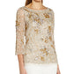 Adrianna Papell Women's Embellished V Back Top Brown Size 16