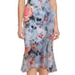 Adrianna Papell Women's Floral Wrap Front Ruffle Midi Dress Blue Size 8