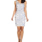 Adrianna Papell Women's Floral Embroidery Sleeveless Sheath Dress Blue Size 12