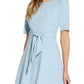 Adrianna Papell Women's Short Sleeve Tie Front Dress Blue Size 2