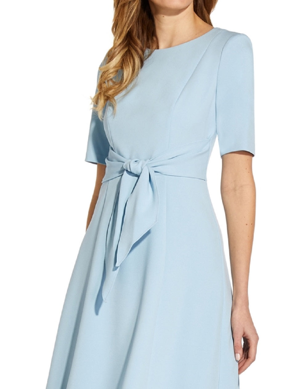 Adrianna Papell Women's Short Sleeve Tie Front Dress Blue Size 2