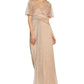 Adrianna Papell Women's Metallic Mesh Drape A Line Gown Brown Size 4