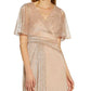 Adrianna Papell Women's Metallic Mesh Drape A Line Gown Brown Size 4