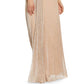 Adrianna Papell Women's Metallic Mesh Drape A Line Gown Brown Size 4