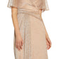 Adrianna Papell Women's Metallic Mesh Drape A Line Gown Brown Size 16