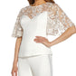 Adrianna Papell Women's Embroidered Illusion Top White Size 4