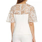 Adrianna Papell Women's Embroidered Illusion Top White Size 14