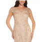 Adrianna Papell Women's Embroidered Metallic Gown Brown Size 0