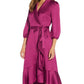 Adrianna Papell Women's Faux Wrap Crepe Satin Dress Pink Size 10