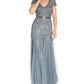 Adrianna Papell Women's Embellished V Neck Gown Blue Size 4