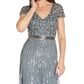Adrianna Papell Women's Embellished V Neck Gown Blue Size 4