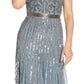 Adrianna Papell Women's Embellished V Neck Gown Blue Size 16