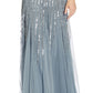 Adrianna Papell Women's Embellished V Neck Gown Blue Size 16