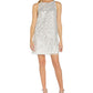 Adrianna Papell Women's Back Lined Sleeveless Round Neck Short Party Shift Dress White Size 2