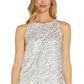 Adrianna Papell Women's Back Lined Sleeveless Round Neck Short Party Shift Dress White Size 2