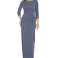 Adrianna Papell Women's Gathered Waist Metallic Threaded Gown Blue Size 12