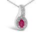 .925 Sterling Silver Red Ruby and Diamond Accent Milgrain Swirl Pendant Necklace - 18" Inches