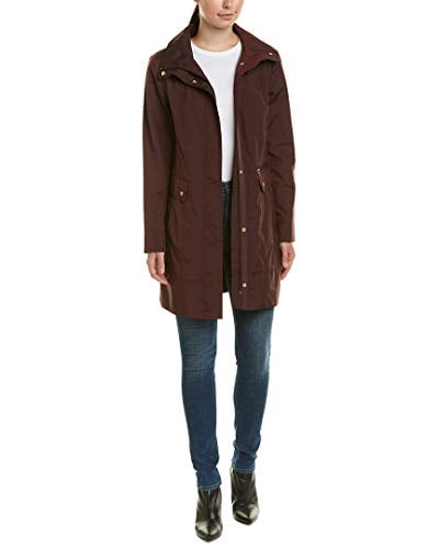 cole-haan-womens-black-hooded-raincoat-packable-size-medium