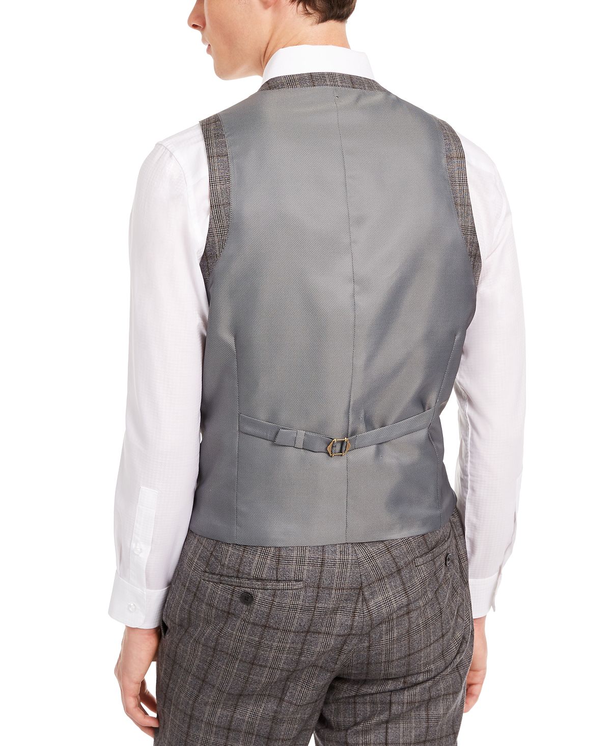 Bar III Men's Wool Blend Slim Fit Suit Vest Gray Size Large